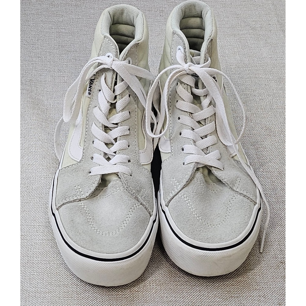 Vans Sk8-Hi Stacked Sneakers Womens 6 Light Grey‎ Suede Platform High Top 721356
